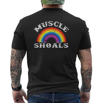 Muscle Shoals Alabama Classic Rainbow Mens Back Print T-shirt | Mazezy