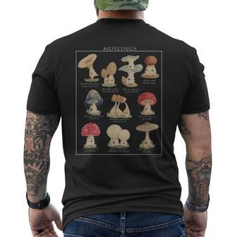 Mushlings Vintage Botanical Prints Mushroom Cottagecore Mens Back Print T-shirt - Thegiftio UK