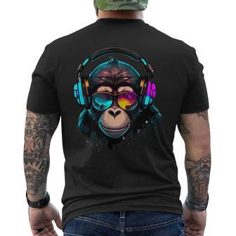 Music Gaming Dj Monkey Men's T-shirt Back Print - Thegiftio UK
