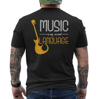 Music Lovers Quote My Second Language Men's T-shirt Back Print - Monsterry AU