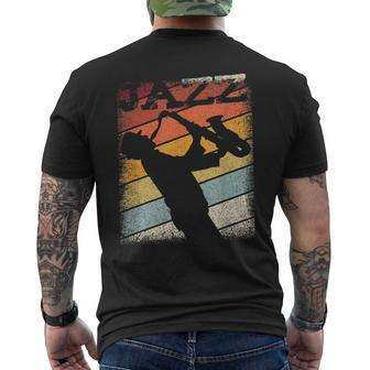 Music Retro Blues Man Plays Saxophone Jazz Men's T-shirt Back Print - Monsterry CA