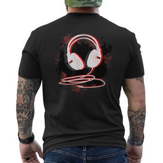 Music Sound Headphones For Dj Musician Men's T-shirt Back Print - Monsterry CA