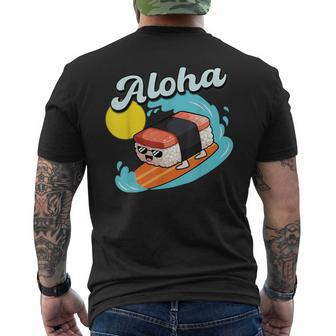 Musubi Aloha Surfer Musubi Hawaiian Food Men's T-shirt Back Print - Seseable