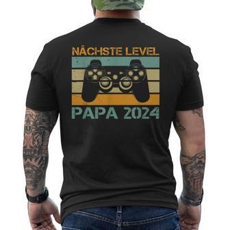 Nächstes Level Ich Werde Papa 2024 Ankündigung Gamer T-Shirt mit Rückendruck - Geschenkecke