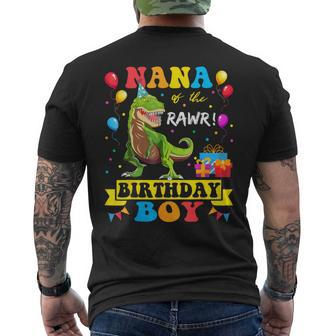 Nana Of The Birthday Boy T-Rex Rawr Dinosaur Birthday Boy Men's T-shirt Back Print - Monsterry UK