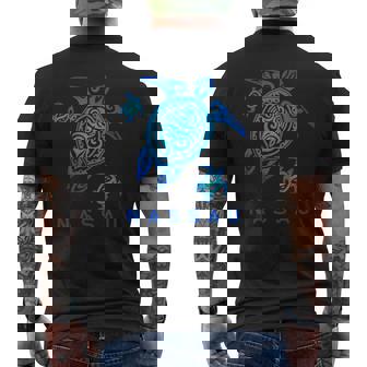 Nassau Bahamas Sea Blue Tribal Turtle Mens Back Print T-shirt - Thegiftio UK