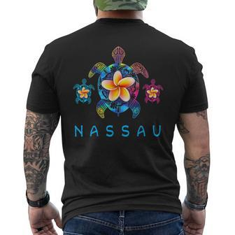 Nassau Bahamas Tribal Tie Dye Sea Turtle Men's T-shirt Back Print - Seseable