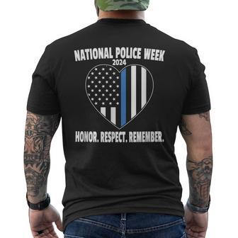National Police Week 2024 Honor Respect Remember Men's T-shirt Back Print - Thegiftio UK