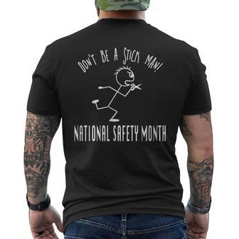 National Safety Month Awareness Stick Man Scissors Men's T-shirt Back Print - Monsterry UK