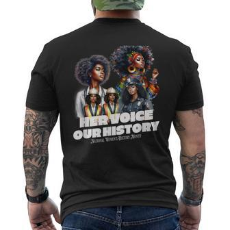National Women's History Month Her Voice Our History Quote Men's T-shirt Back Print - Monsterry UK