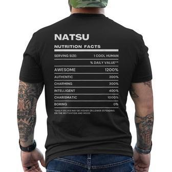 Natsu Nutrition Facts Name Men's T-shirt Back Print | Mazezy