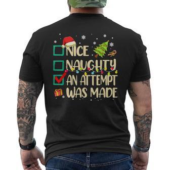 Naughty Or Nice An Attempt Was Made Christmas Mens Back Print T-shirt - Thegiftio UK