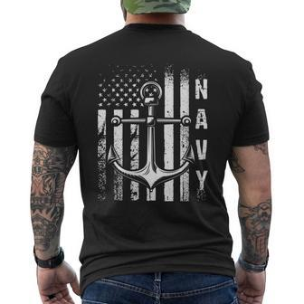 Navy Anchor And Us Flag Men's T-shirt Back Print - Monsterry DE