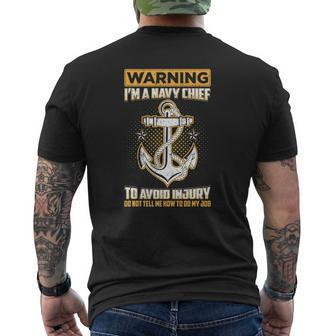 Navy Chief Petty Officer Military Veteran Mens Back Print T-shirt | Mazezy