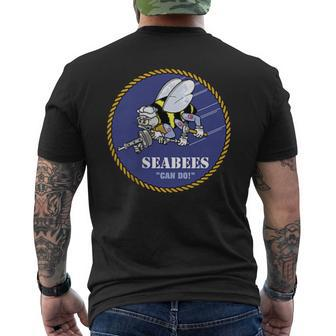 Navy Seabees Construction Battalions Veteran Patch Men's T-shirt Back Print - Monsterry