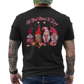 All You Need Is Love Gnomies Valentines Day Girls Womens Men's T-shirt Back Print - Monsterry CA