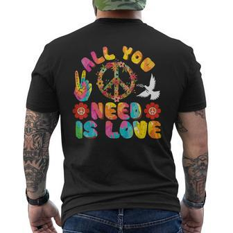All You Need Is Love Tie Dye Peace Sign 60S 70S Peace Sign Men's T-shirt Back Print - Monsterry DE
