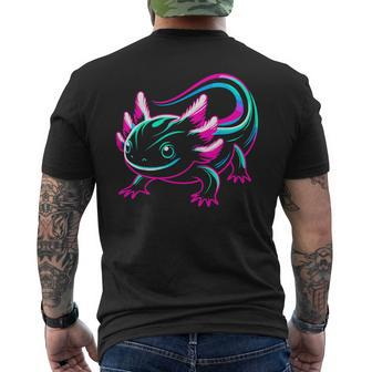 Neon Axolotl Men's T-shirt Back Print | Mazezy AU