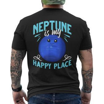 Neptune Planet Ring Solar System Men's T-shirt Back Print - Monsterry