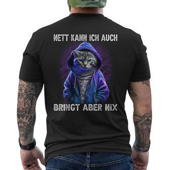 Nett Kann Ich Auch Kurzärmliges Herren-T-Kurzärmliges Herren-T-Shirt, Schwarzes Tee mit Spruch - Seseable