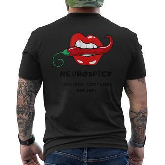 NeuroSpicy Grafik Kurzärmliges Herren-T-Kurzärmliges Herren-T-Shirt mit Feurigem Mund Design - Schwarz - Seseable