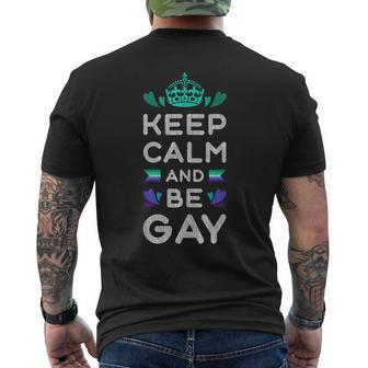 New Blue Gay Male Mlm Pride Flag Keep Calm & Be Gay Men's T-shirt Back Print - Monsterry UK