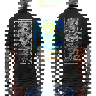 New Hampshire Total Solar Eclipse 2024 Van Gogh Starry Night Men's T-shirt Back Print - Thegiftio