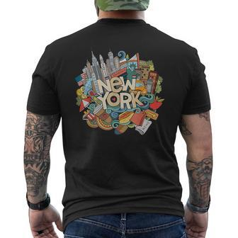 New York City Nyc Iconic Skyline Big Apple Souvenir Men's T-shirt Back Print - Monsterry