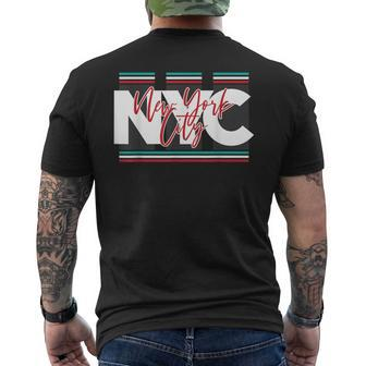 New York City Nyc Usa Big Apple Retro Typography Vintage Men's T-shirt Back Print - Monsterry