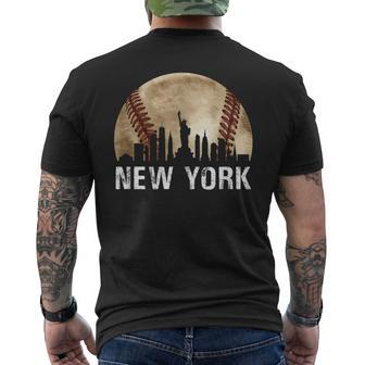 New York City Skyline Vintage Baseball Lover Men's T-shirt Back Print - Monsterry DE