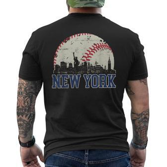 New York Retro Baseball Lover Met At Game Day Men's T-shirt Back Print - Seseable