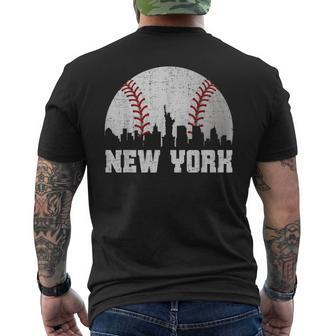 New York Retro Baseball Lover Met At Game Day Men's T-shirt Back Print | Mazezy DE