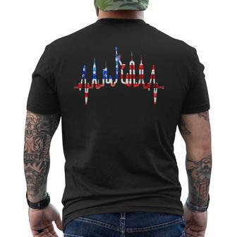 New York Skyline Heartbeat Flag Statue Of Liberty New York Men's T-shirt Back Print - Monsterry AU