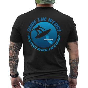 Newport Beach Wedge Surf Spot Barrel Riding Men's T-shirt Back Print | Mazezy