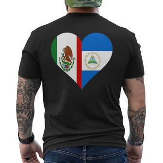 Nicaraguan Mexican Heart Flag Nicaragua Mexico Men's T-shirt Back Print - Monsterry
