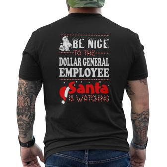 Be Nice To Be Dollar General Employee Santa Is Watching Mens Back Print T-shirt - Thegiftio UK