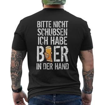 Nicht Schubsen Bier In Der Hand I Alcohol Backprint T-Shirt mit Rückendruck - Seseable