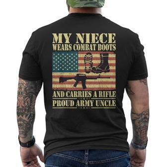 My Niece Wears Combat Boots Proud Army Uncle Military Family Men's T-shirt Back Print - Monsterry DE