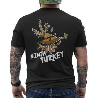 Ninja Turkey Bird Thanksgiving Men's T-shirt Back Print - Monsterry