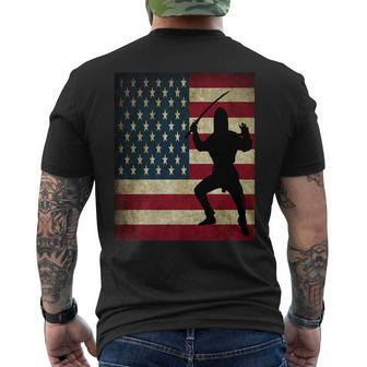Ninja Warrior American Flag Martial Arts Men's T-shirt Back Print - Monsterry UK