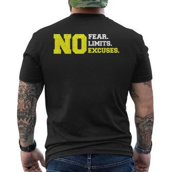 No Fear No Limits No Excuses Men's T-shirt Back Print - Monsterry UK