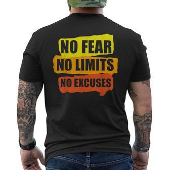 No Fear No Limits No Excuses Workout Men's T-shirt Back Print - Monsterry DE