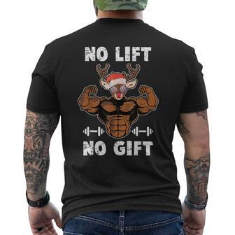 No Lift Reindeer Weightlifting Christmas Fitness Gym Mens Back Print T-shirt - Thegiftio UK
