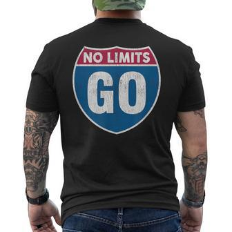 No Limits Go Vintage Road Sign Motivational Inspirational Men's T-shirt Back Print - Monsterry