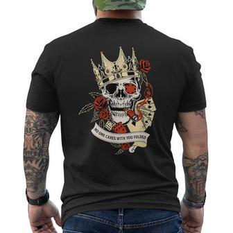 No One Cares What You Folded Casino Poker Skull Joke Men's T-shirt Back Print - Monsterry CA