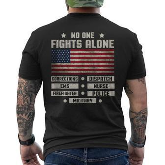 No One Fights Alone Patriotic Usa Flag Proud Job Mens Back Print T-shirt - Thegiftio