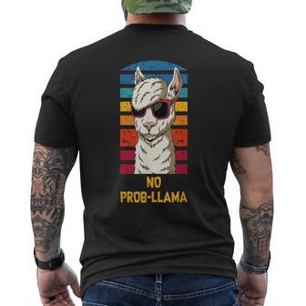 No Prob-Llama Word Play Lama Alpaca Vintage Men's T-shirt Back Print - Monsterry CA