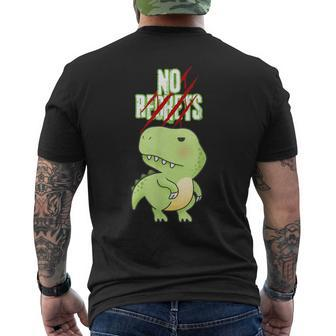No Regrets Green T-Rex Dinosaur Saying Product Men's T-shirt Back Print - Monsterry CA
