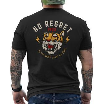 No Regrets Tiger Men's T-shirt Back Print - Monsterry