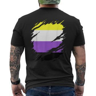 Non-Binary Enby Pride Flag Ripped Men's T-shirt Back Print - Monsterry UK